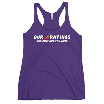 "Our chili pepper ratings are not the same" Women's Racerback Tank top bookish goods - TBRaring