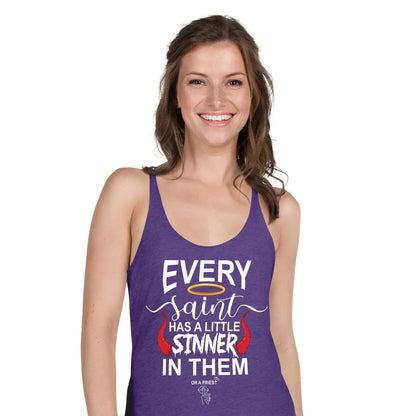 "Every Saint Needs A Little Sinner In them" Women's Racerback Tank top bookish merch - TBRaring