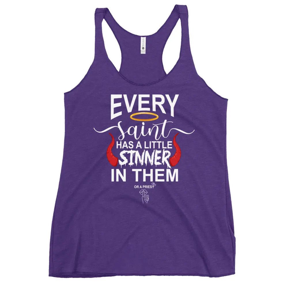 "Every Saint Needs A Little Sinner In them" Women's Racerback Tank top bookish merch - TBRaring