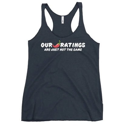 "Our chili pepper ratings are not the same" Women's Racerback Tank top bookish goods - TBRaring