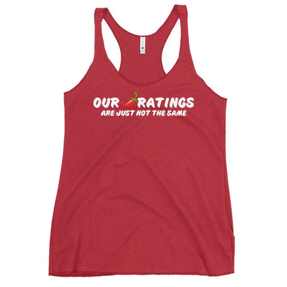 "Our chili pepper ratings are not the same" Women's Racerback Tank top bookish goods - TBRaring