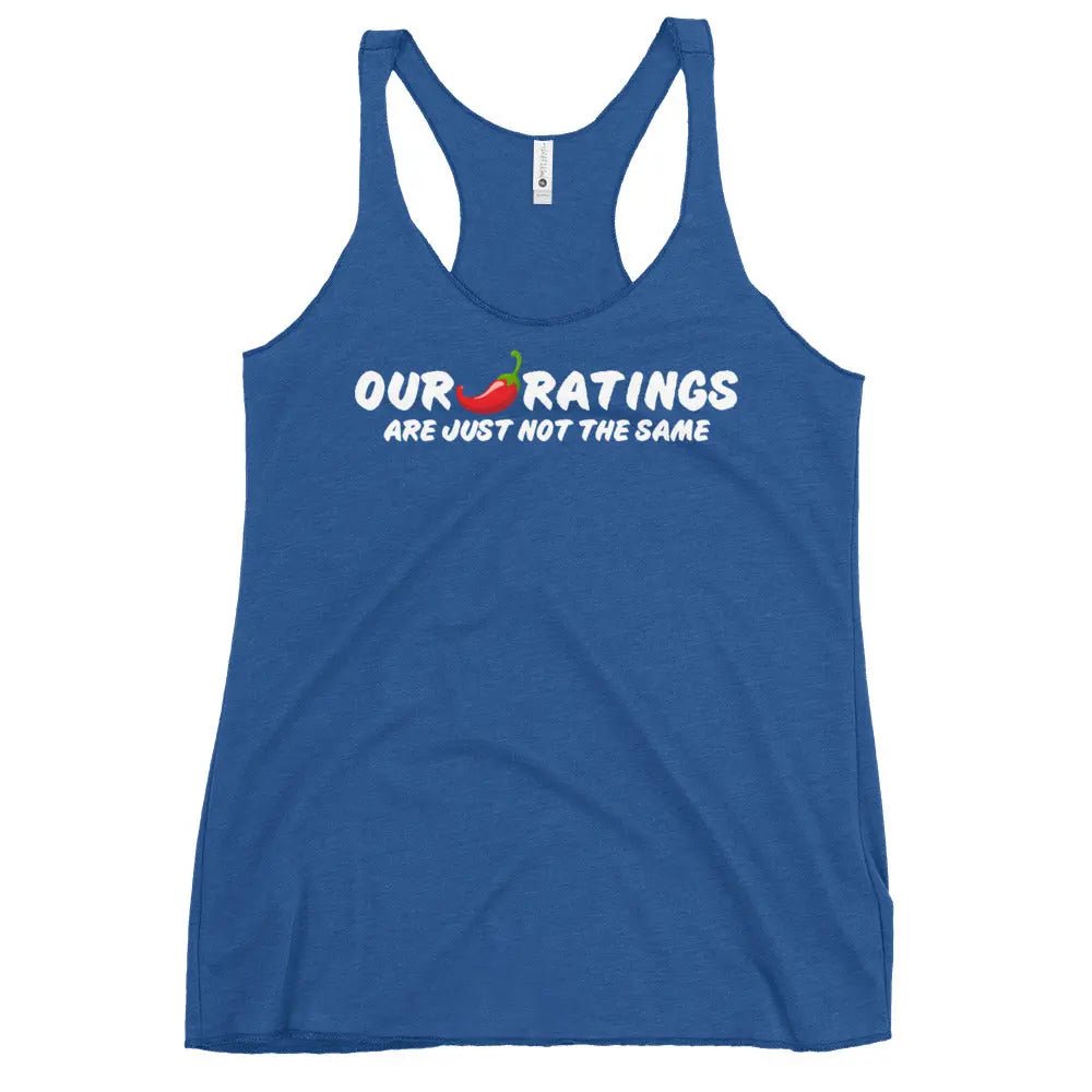 "Our chili pepper ratings are not the same" Women's Racerback Tank top bookish goods - TBRaring