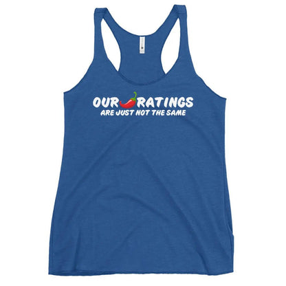 "Our chili pepper ratings are not the same" Women's Racerback Tank top bookish goods - TBRaring