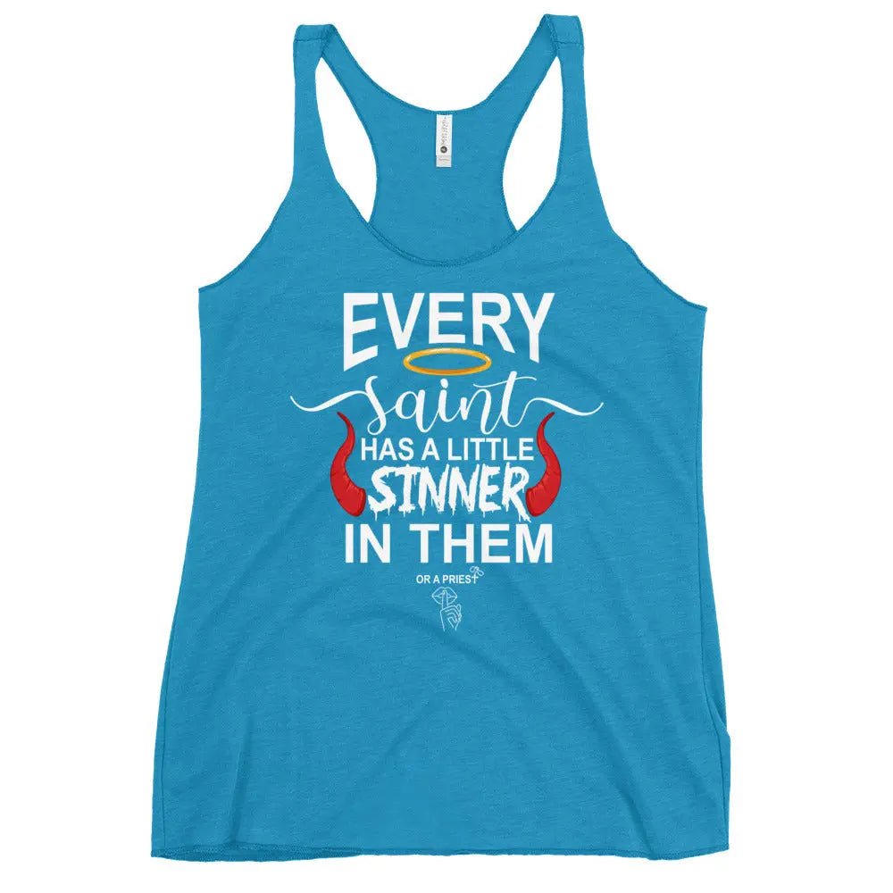"Every Saint Needs A Little Sinner In them" Women's Racerback Tank top bookish merch - TBRaring