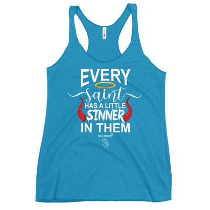 "Every Saint Needs A Little Sinner In them" Women's Racerback Tank top bookish merch - TBRaring