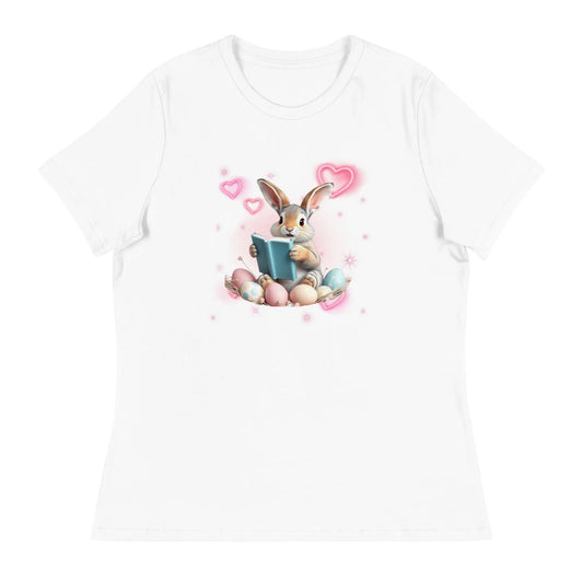"Bunny Reading" Women's Relaxed T-Shirt - TBRaring