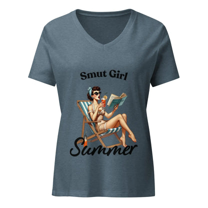 "Smut Girl Summer" Women’s relaxed v - neck t-shirt bookish goods - TBRaring