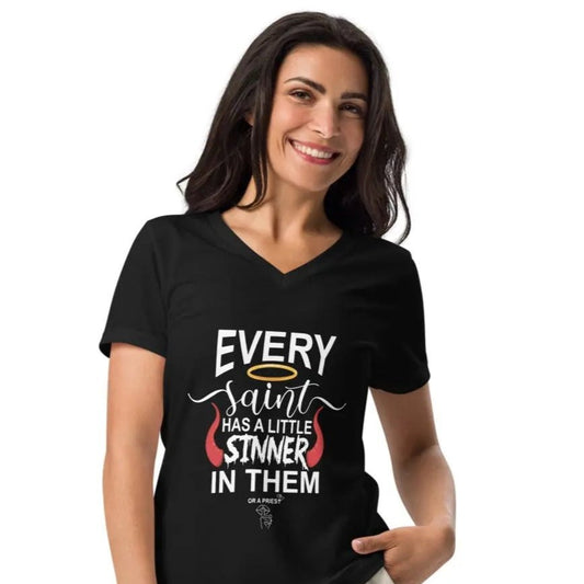 "Every Saint Has a Little Sinner in Them" Women’s Bookish Goods relaxed v - neck t-shirt - TBRaring