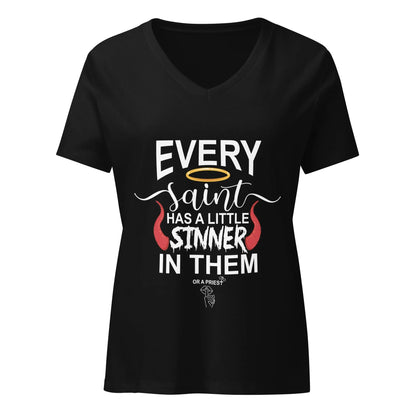 "Every Saint Has a Little Sinner in Them" Women’s Bookish Goods relaxed v - neck t-shirt - TBRaring