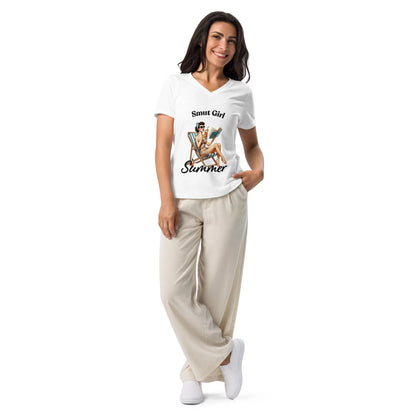 "Smut Girl Summer" Women’s relaxed v - neck t-shirt bookish goods - TBRaring